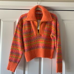 ZARA 80s retro print zip up sweater blogger insta favorite